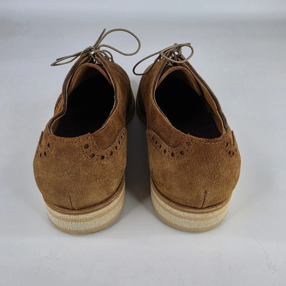 Bruno Magli Mens Brown Suede Wingtip Brogue Derby Shoes Made in Italy Size 8.5